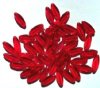50 16x6mm Transparent Red Narrow Flat Oval Beads